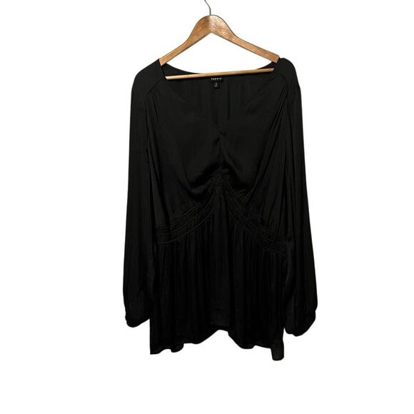 Torrid Peplum Satin Smocked waist Black top Size 5 5x plus size plus size holida - Picture 6 of 11